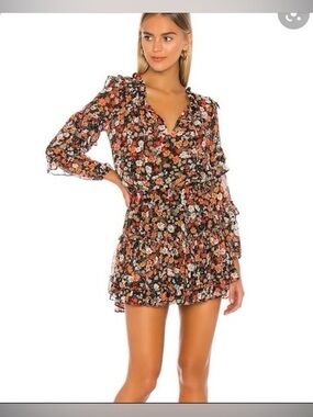 MISA Los Angeles rizou safari floral ruffle dress